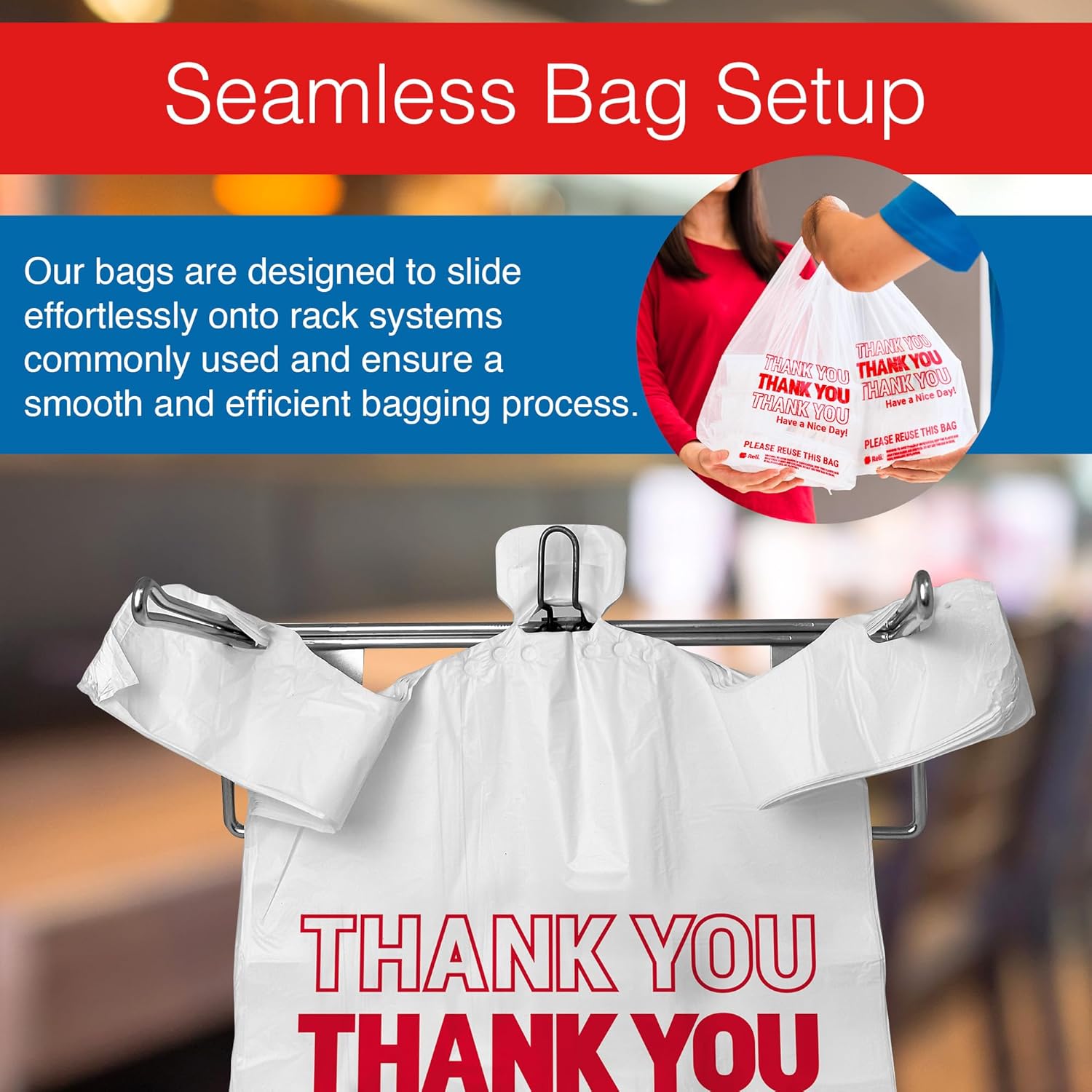Reli. Plastic Bags Thank You (1050 Count) | White Grocery Bags with Handles | Shopping (Plastic)